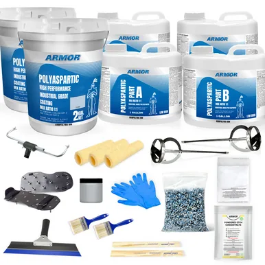 ArmorPoxy Polyaspartic Medium Broadcast Floor Kit shown in an official manufacturer-controlled image.